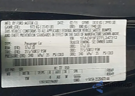 2015 Ford Focus Se from USA, damaged, VIN 1FADP3F27FL247312